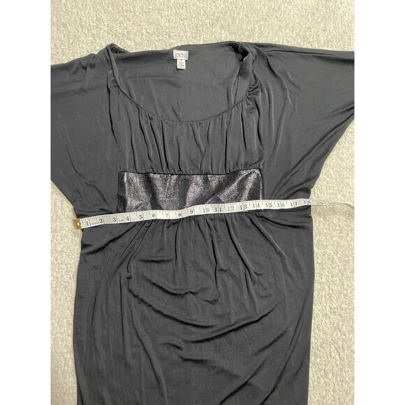 VTG Y2K Cache Dress Small Snakeskin Belt Dolman Sleeve Bubble Hem Black LBD - Picture 4 of 13
